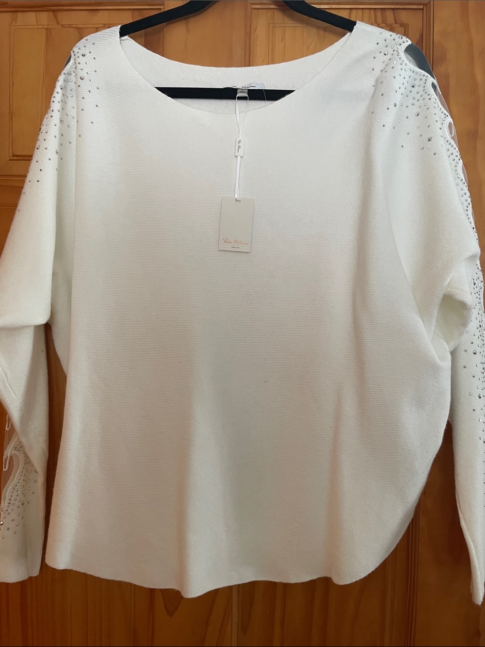 Milano White Embellished Crewneck Sweater